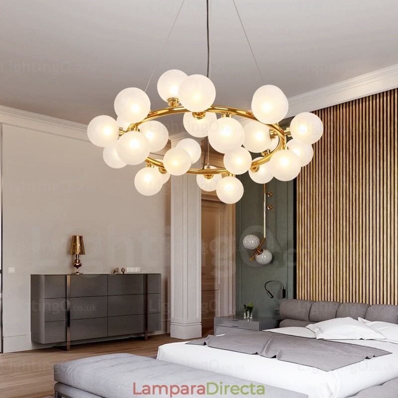 Lámpara colgante nórdica de 25 luces con pantalla de cristal