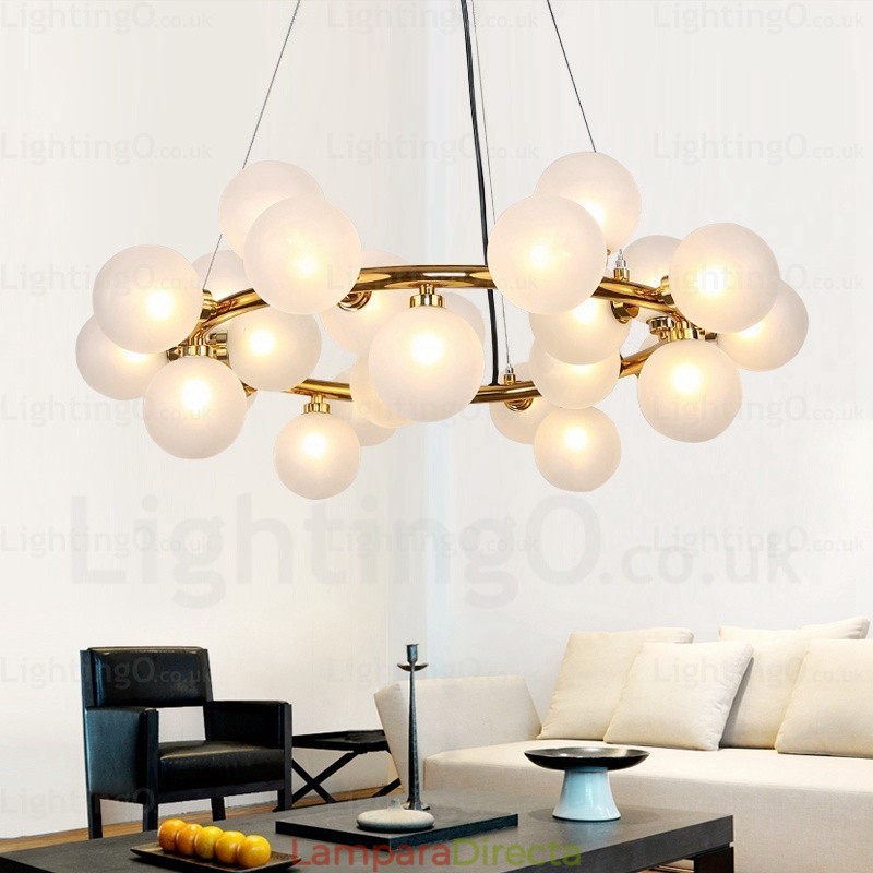 Lámpara colgante nórdica de 25 luces con pantalla de cristal