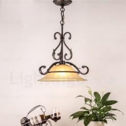 Lámpara colgante rústica de 1 luz con pantalla de cristal