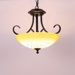 Lámpara colgante rústica de 3 luces con pantalla de cristal