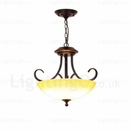 Lámpara colgante rústica de 3 luces con pantalla de cristal