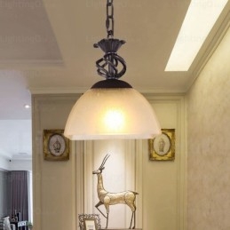 Lámpara colgante rústica de 1 luz con pantalla de cristal