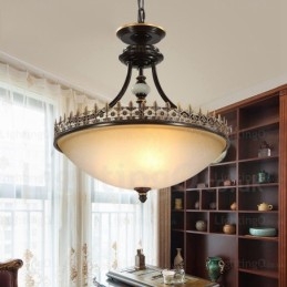 Lámpara colgante rústica de 3 luces con pantalla de cristal