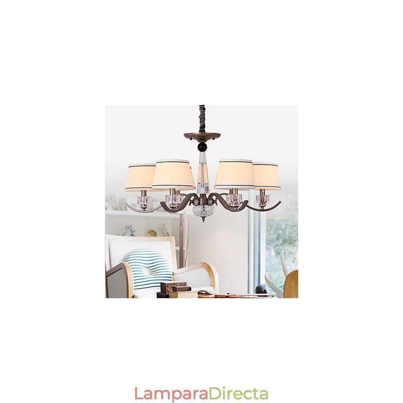 Lámpara de araña de cristal de 6 luces con pintura de moda de metal
