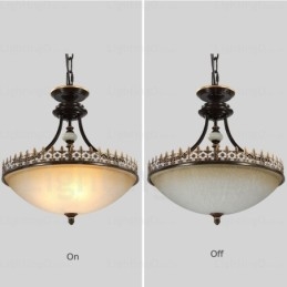 Lámpara colgante rústica de 3 luces con pantalla de cristal