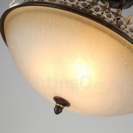 Lámpara colgante rústica de 3 luces con pantalla de cristal