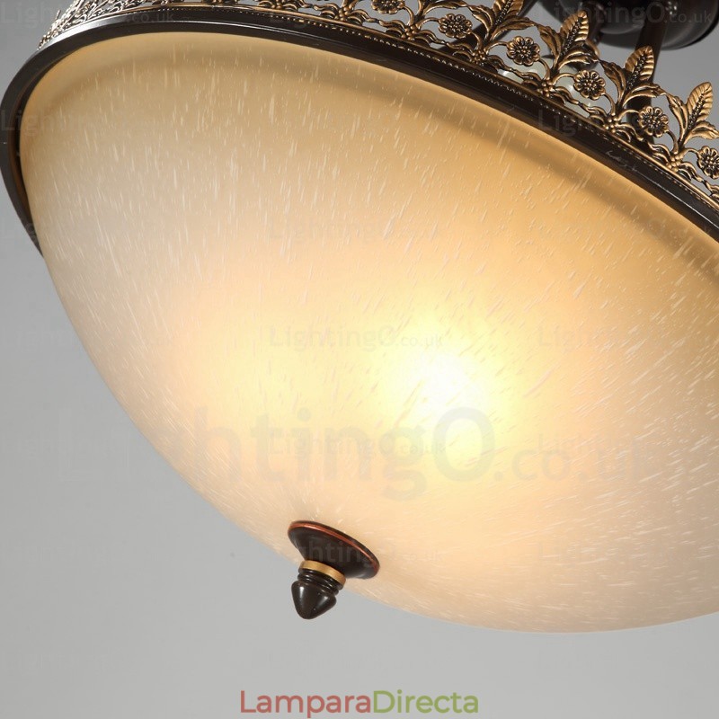Lámpara colgante rústica de 3 luces con pantalla de cristal