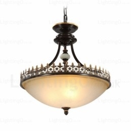 Lámpara colgante rústica de 3 luces con pantalla de cristal