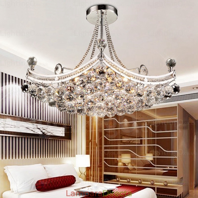 Lámpara colgante contemporánea moderna de 5 luces con pantalla de cristal