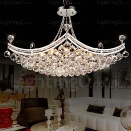 Lámpara colgante contemporánea moderna de 5 luces con pantalla de cristal