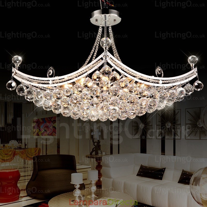 Lámpara colgante contemporánea moderna de 5 luces con pantalla de cristal
