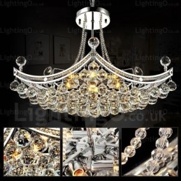Lámpara colgante contemporánea moderna de 5 luces con pantalla de cristal