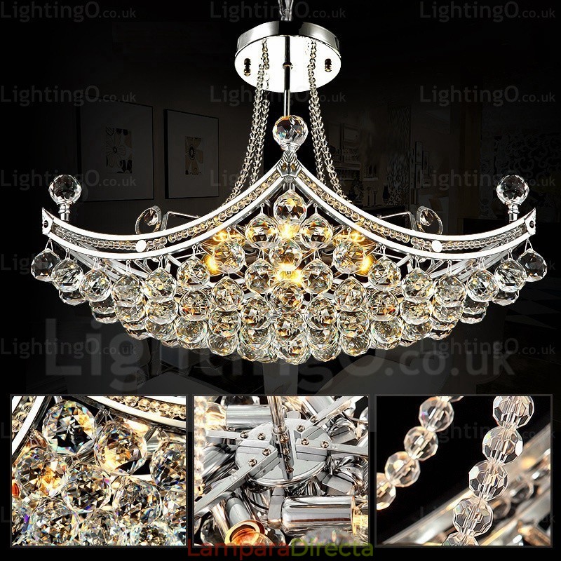 Lámpara colgante contemporánea moderna de 5 luces con pantalla de cristal