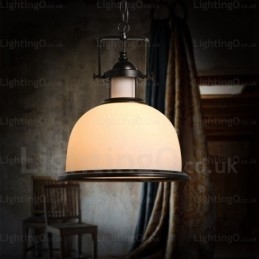 Lámpara colgante rústica de 1 luz con pantalla de cristal