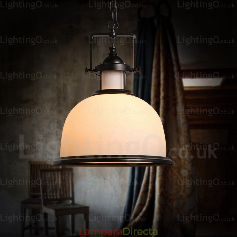 Lámpara colgante rústica de 1 luz con pantalla de cristal