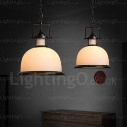 Lámpara colgante rústica de 1 luz con pantalla de cristal