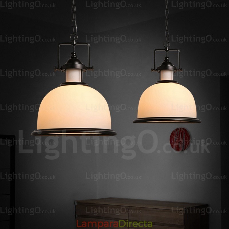 Lámpara colgante rústica de 1 luz con pantalla de cristal