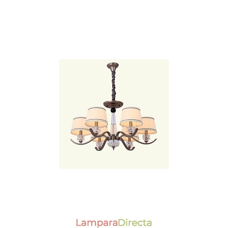 Lámpara de araña de cristal de 6 luces con pintura de moda de metal