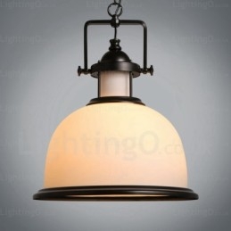 Lámpara colgante rústica de 1 luz con pantalla de cristal