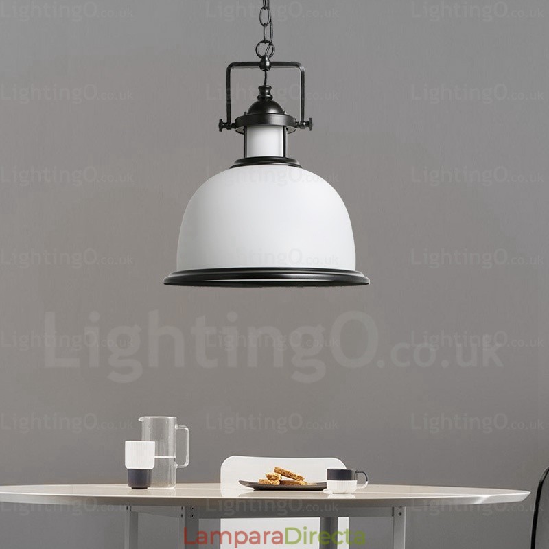 Lámpara colgante rústica de 1 luz con pantalla de cristal