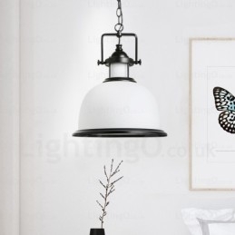 Lámpara colgante rústica de 1 luz con pantalla de cristal