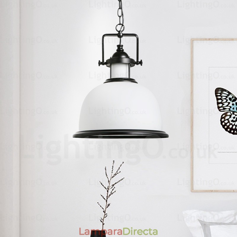Lámpara colgante rústica de 1 luz con pantalla de cristal