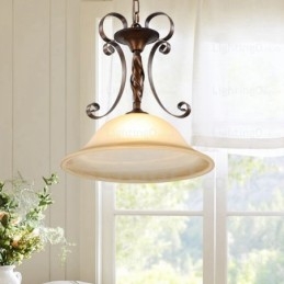 Lámpara colgante rústica de 1 luz con pantalla de cristal