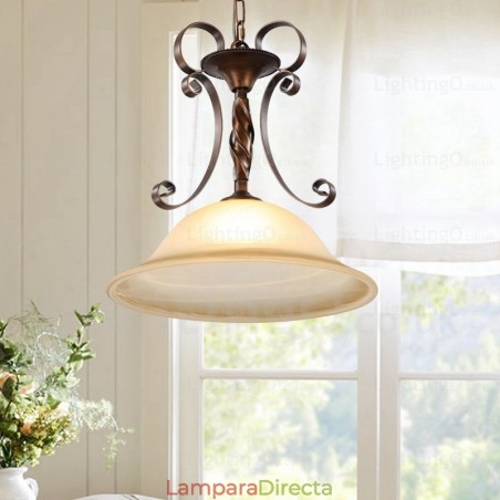 Lámpara colgante rústica de 1 luz con pantalla de cristal Lámpara colgante rústica de 1 luz con pantalla de cristal