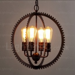 Lámpara colgante retro vintage de 4 luces