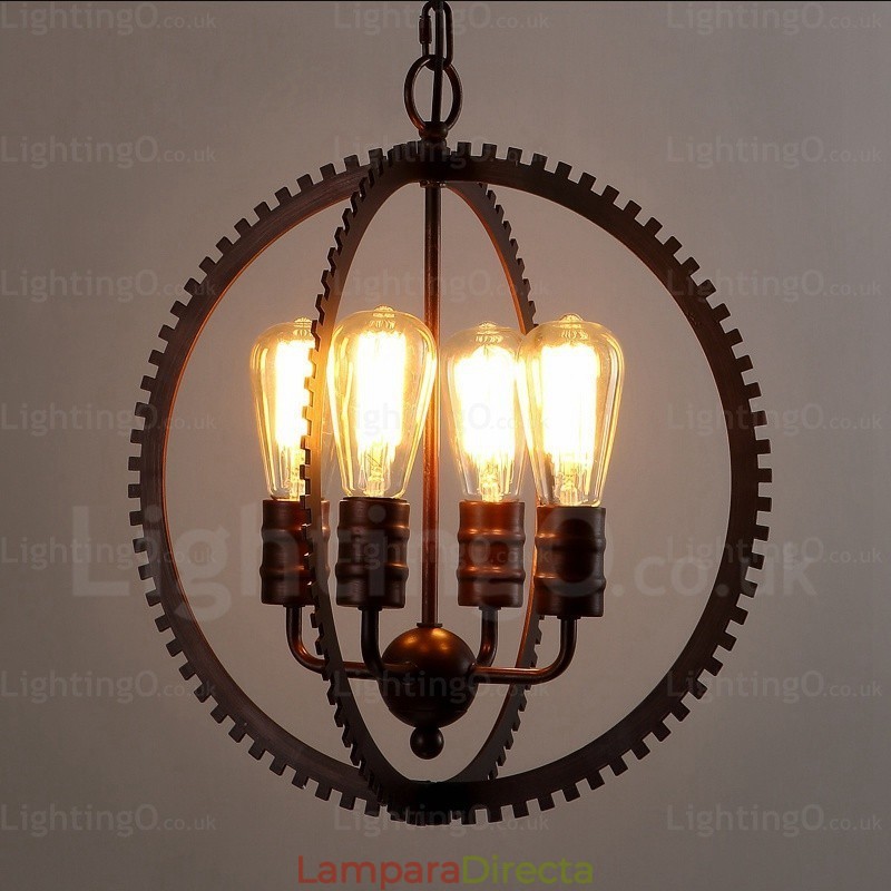 Lámpara colgante retro vintage de 4 luces
