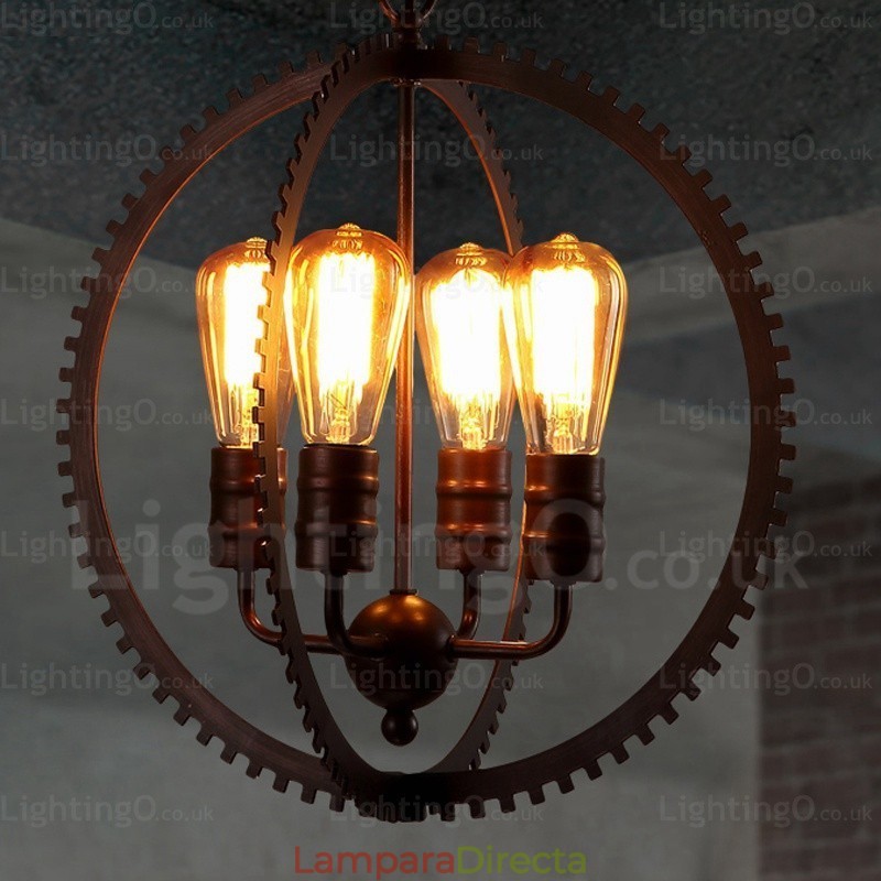 Lámpara colgante retro vintage de 4 luces