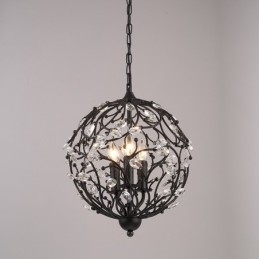 Lámpara colgante vintage retro de cristal con forma de globo de 3 luces