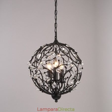 Lámpara colgante vintage retro de cristal con forma de globo de 3 luces Lámpara colgante vintage retro de cristal con forma de globo de 3 luces