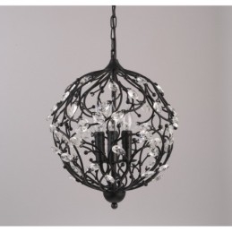 Lámpara colgante vintage retro de cristal con forma de globo de 3 luces