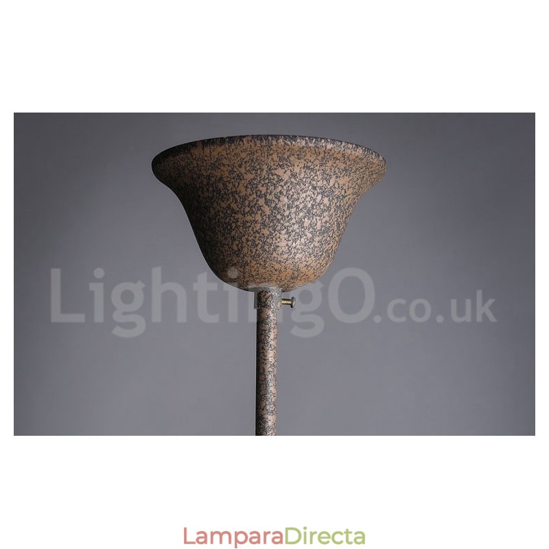 Lámpara colgante de metal con 6 luces, diámetro de 60 cm, estilo vintage, con pintura de cristal, color hierro oxidado.