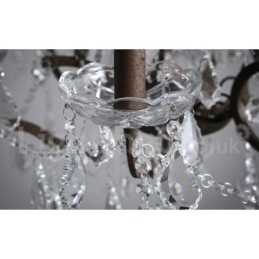 Lámpara colgante de metal con 6 luces, diámetro de 60 cm, estilo vintage, con pintura de cristal, color hierro oxidado.
