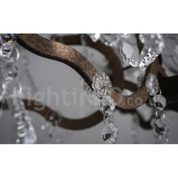 Lámpara colgante de metal con 6 luces, diámetro de 60 cm, estilo vintage, con pintura de cristal, color hierro oxidado.