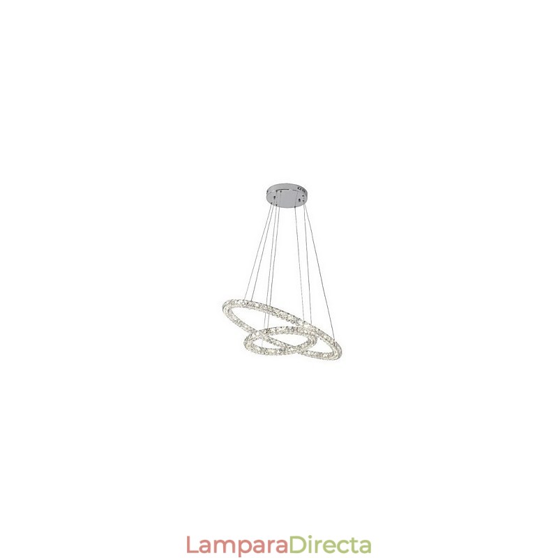 Lámpara colgante de cristal moderna de 2 anillos y tres lados, de cristal K9, para interiores, lámparas de techo.