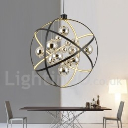 Lámpara colgante vintage de globo, color óxido, diámetro 50 cm, 80 cm.