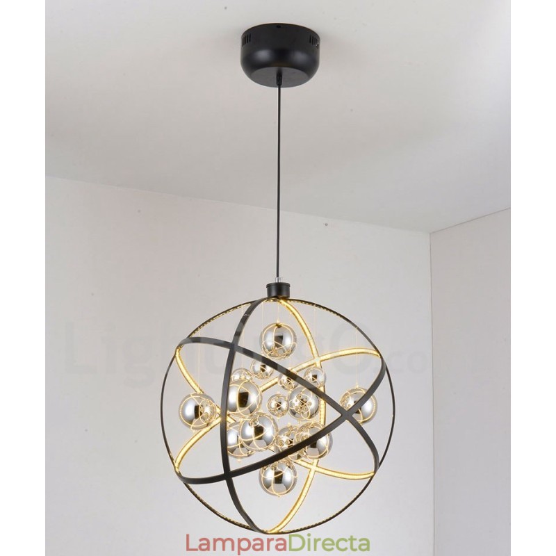 Lámpara colgante vintage de globo, color óxido, diámetro 50 cm, 80 cm.