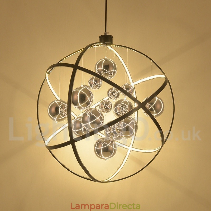 Lámpara colgante vintage de globo, color óxido, diámetro 50 cm, 80 cm.