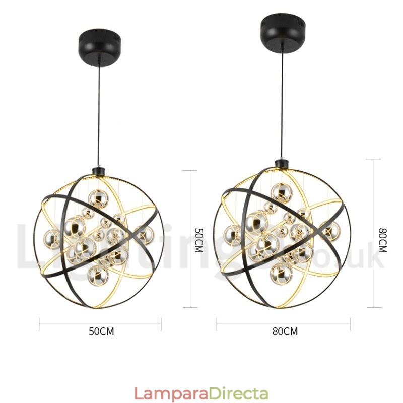 Lámpara colgante vintage de globo, color óxido, diámetro 50 cm, 80 cm.
