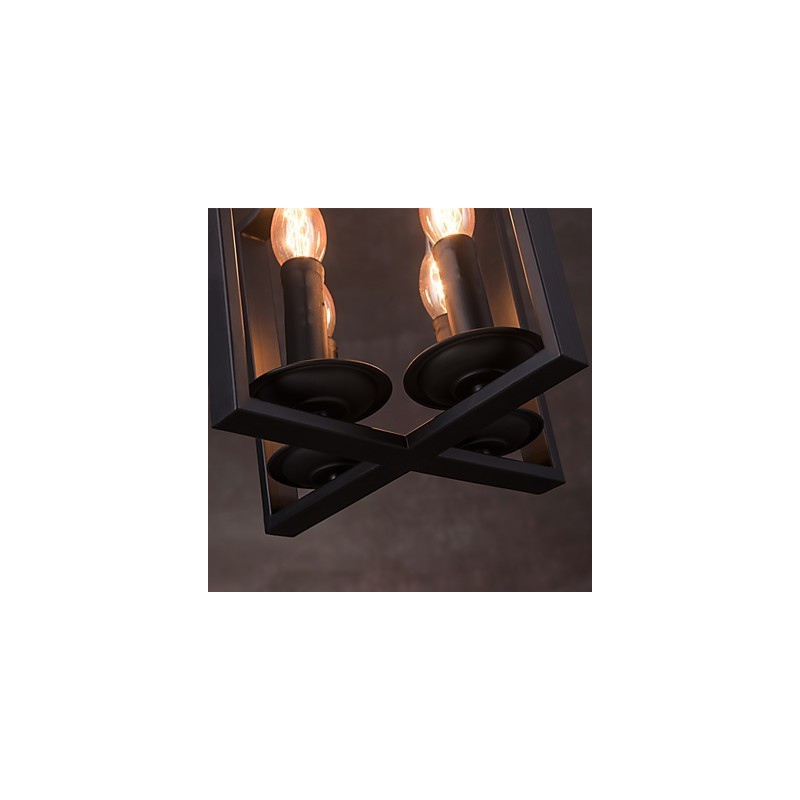 Lámpara colgante de hierro con 4 luces, estilo minimalista vintage