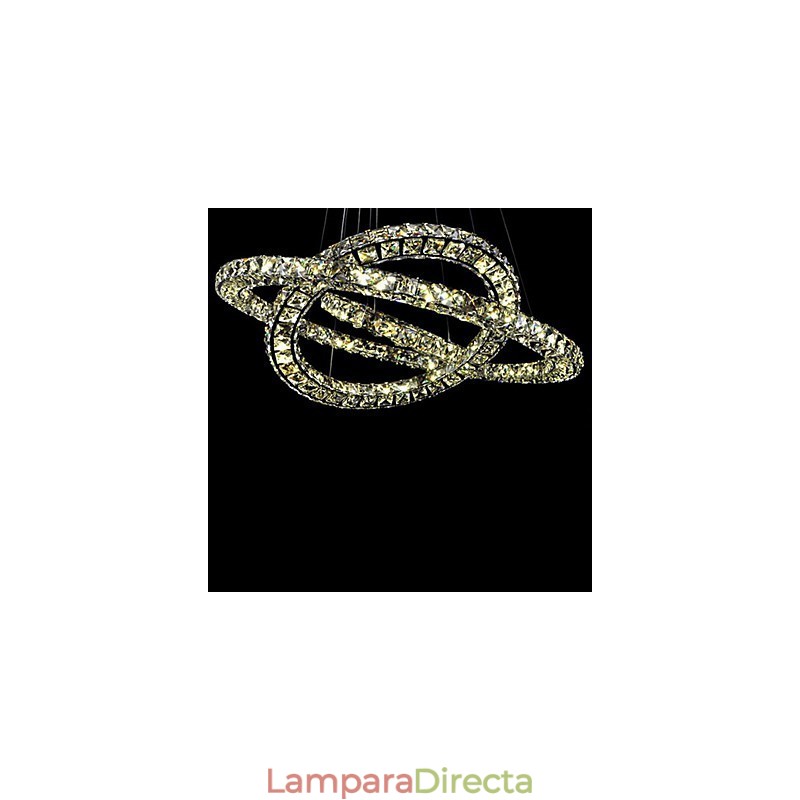 Lámpara colgante de cristal moderna de 2 anillos y tres lados, de cristal K9, para interiores, lámparas de techo.