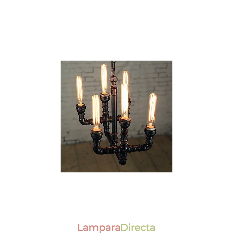 Lámpara de araña estilo mini rústico estilo cabaña retro de metal