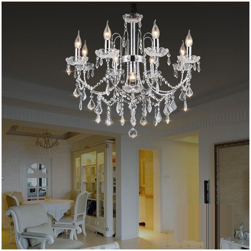 Elegante lámpara de araña de cristal con 9 luces