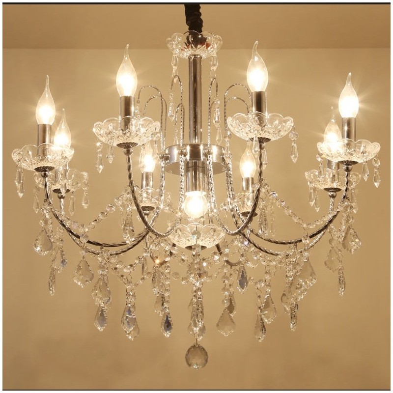 Elegante lámpara de araña de cristal con 9 luces