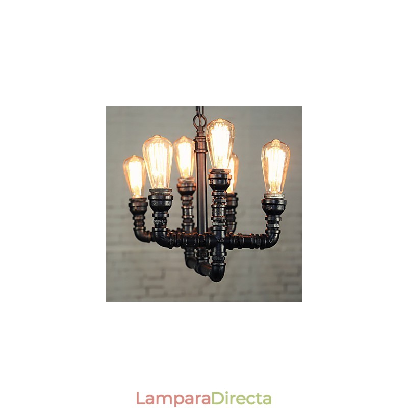 Lámpara de araña estilo mini rústico estilo cabaña retro de metal