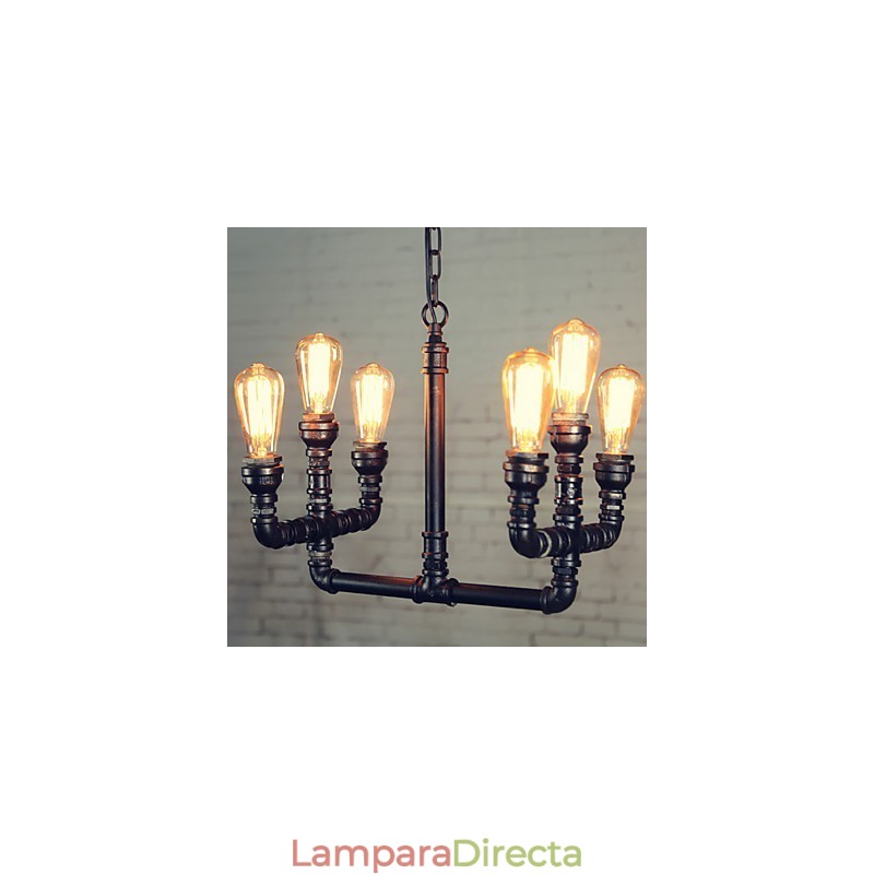 Lámpara de araña estilo mini rústico estilo cabaña retro de metal