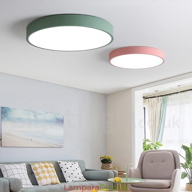 Lámpara de techo de acero moderna y contemporánea en varios colores